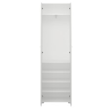 Garderobenschrank >MERANO < 4 Böden, 1 Stange, Alpinweiß / Weiß Hochglanz - 59x197x37 (BxHxT)