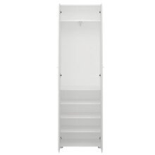 Garderobenschrank >MERANO < 4 Böden, 1 Stange, Alpinweiß / Weiß Hochglanz - 59x197x37 (BxHxT)