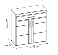 Schuhkommode >GRANO< 2 Türen, 1 Schub, Viking Eiche Dekor / Kosmos Grau - 93x100x38 (BxHxT)