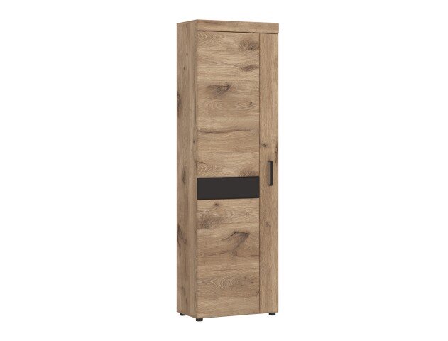 Garderobenschrank >GRANO< 4 Böden, 1 Stange, Viking Eiche Dekor / Kosmos Grau - 58x195x38 (BxHxT