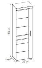Garderobenschrank >GRANO< 4 Böden, 1 Stange, Viking Eiche Dekor / Kosmos Grau - 58x195x38 (BxHxT