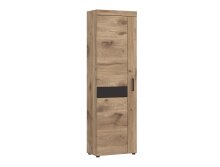 Garderobenschrank >GRANO< 4 Böden, 1 Stange, Viking Eiche Dekor / Kosmos Grau - 58x195x38 (BxHxT