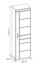 Garderobenschrank >GRANO< 4 Böden, 1 Stange, Viking Eiche Dekor / Kosmos Grau - 58x195x38 BxHxT