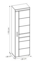 Garderobenschrank >GRANO< 4 Böden, 1 Stange, Viking Eiche Dekor / Kosmos Grau - 58x195x38 BxHxT