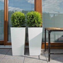 Pflanzkübel >NIZZA< in weiß, Kunststoff - 46,5x25cm (HxD)