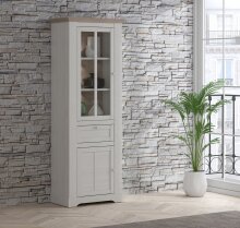 Vitrine >ILOPPA<  2 Türen, 1 Schub, Schnee/ Nelson Eiche Dekor - 75,6x209,8x44,3cm BxHxT