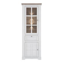 Vitrine >ILOPPA<  2 Türen, 1 Schub, Schnee/ Nelson Eiche Dekor - 75,6x209,8x44,3cm BxHxT