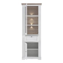 Vitrine >ILOPPA<  2 Türen, 1 Schub, Schnee/ Nelson Eiche Dekor - 75,6x209,8x44,3cm BxHxT