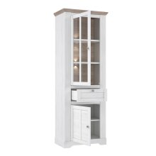 Vitrine >ILOPPA<  2 Türen, 1 Schub, Schnee/ Nelson Eiche Dekor - 75,6x209,8x44,3cm BxHxT