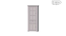 Vitrine >ILOPPA<  2 Türen, 1 Schub, Schnee/ Nelson Eiche Dekor - 75,6x209,8x44,3cm BxHxT