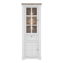 Vitrine >ILOPPA<  2 Türen, 1 Schub, Schnee/ Nelson Eiche Dekor - 75,6x209,8x44,3cm BxHxT