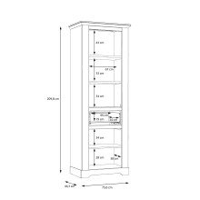 Vitrine >ILOPPA<  2 Türen, 1 Schub, Schnee/ Nelson Eiche Dekor - 75,6x209,8x44,3cm BxHxT