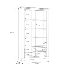 Vitrine >ILOPPA< 2 Türen, 2 Schübe, Schnee/Nelson Eiche Dekor 125,3x209,8x44,3cm BxHxT