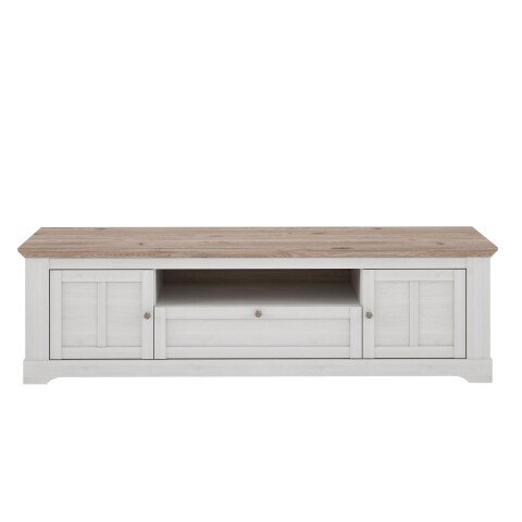 Lowboard >ILOPPA< 2 Türen, 1 Schub, Schnee/ Nelson Eiche Dekor - 204,7x59,1x55cm (BxHxT)