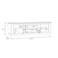 Lowboard >ILOPPA< 2 Türen, 1 Schub, Schnee/ Nelson Eiche Dekor - 204,7x59,1x55cm (BxHxT)