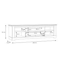 Lowboard >ILOPPA< 2 Türen, 1 Schub, Schnee/ Nelson Eiche Dekor - 204,7x59,1x55cm (BxHxT)