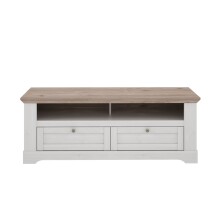 Lowboard >ILOPPA< 2 Schübe, 2 Fächer, Schnee / Nelson Eiche Dekor - 145,2x54x55cm BxHxT