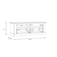 Lowboard >ILOPPA< 2 Schübe, 2 Fächer, Schnee / Nelson Eiche Dekor - 145,2x54x55cm BxHxT