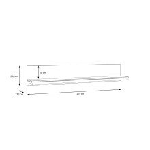 Wandboard >ILOPPA< in Schnee / Nelson Eiche Dekor - 205x25,6x22,1cm (BxHxT)