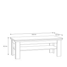 Couchtisch >ILOPPA< mit Ablage, in Schnee / Nelson Eiche Dekor - 120,6x45,3x60,4cm (BxHxT)