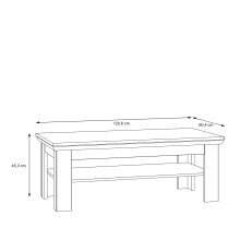 Couchtisch >ILOPPA< mit Ablage, in Schnee / Nelson Eiche Dekor - 120,6x45,3x60,4cm (BxHxT)