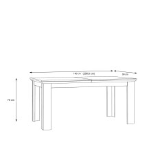 Kulissentisch >ILOPPA< ausziehbar 206,6, Schnee/ Nelson Eiche Dekor - 160/206,6x75x90cm BxHxT