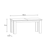 Kulissentisch >ILOPPA< ausziehbar 206,6, Schnee/ Nelson Eiche Dekor - 160/206,6x75x90cm BxHxT