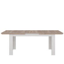 Kulissentisch >ILOPPA< ausziehbar 206,6, Schnee/ Nelson Eiche Dekor - 160/206,6x75x90cm BxHxT