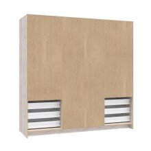 Drehtürenschrank >JUPITER< 4 Türen, 6 Schübe, Sandeiche Dekor / Weiss - 206,5x200x60cm (BxHxT)