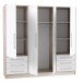 Drehtürenschrank >JUPITER< 4 Türen, 6 Schübe, Sandeiche Dekor / Weiss - 206,5x200x60cm (BxHxT)