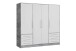 Drehtürenschrank >JUPITER< 4 Türen, 6 Schübe, Betonoptik / Weiss - 206,5x200x60 (BxHxT)