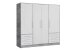 Drehtürenschrank >JUPITER< 4 Türen, 6 Schübe, Betonoptik / Weiss - 206,5x200x60 (BxHxT)
