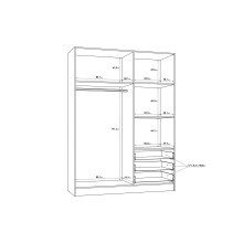 Drehtürenschrank >JUPITER < 3 Türen, 3 Schübe, Betonoptik / Weiss - 144,6x200x60 (BxHxT)