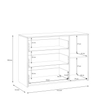 Kommode >CULGOA< 3 Schübe, 1 Tür, Artisan Eiche Dekor / Weiss - 113,1x80,2x41,5cm BxHxT