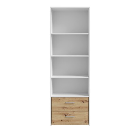 Regal >CULGOA< 2 Schübe, Weiss / Artisan Eiche Dekor - 63,4x190,8x34,8cm (BxHxT)
