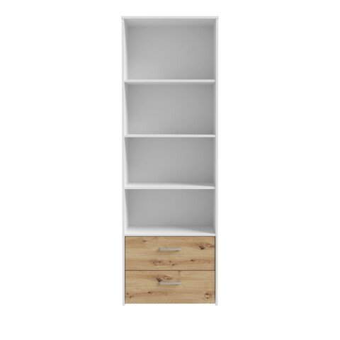 Regal >CULGOA< 2 Schübe, Weiss / Artisan Eiche Dekor - 63,4x190,8x34,8cm (BxHxT)