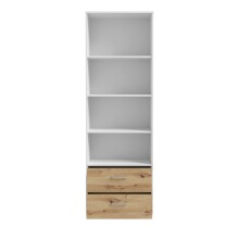 Regal >CULGOA< 2 Schübe, Weiss / Artisan Eiche Dekor - 63,4x190,8x34,8cm (BxHxT)