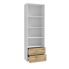 Regal >CULGOA< 2 Schübe, Weiss / Artisan Eiche Dekor - 63,4x190,8x34,8cm (BxHxT)
