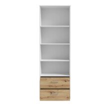 Regal >CULGOA< 2 Schübe, Weiss / Artisan Eiche Dekor - 63,4x190,8x34,8cm (BxHxT)