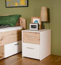 Nachtkommode >CULGOA< 2 Schubladen, Artisan Eiche Dekor / Weiss - 38,4x48,1x41,5cm (BxHxT)