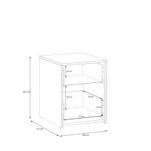 Nachtkommode >CULGOA< 2 Schubladen, Artisan Eiche Dekor / Weiss - 38,4x48,1x41,5cm (BxHxT)
