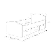 Stauraumbett >CULGOA< Liegefl. 90x200cm, 2 Schübe, Artisan Eiche Dekor - 96x75,5x205cm BxHxT