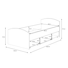 Stauraumbett >CULGOA< Liegefl. 90x200cm, 2 Schübe, Artisan Eiche Dekor - 96x75,5x205cm BxHxT