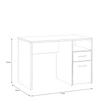 Schreibtisch >CULGOA< Schublade, Tür, Fach, Weiss/ Artisan Eiche Dekor - 110x74,8x60cm BxHxT