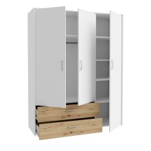 Drehtürenschrank >CULGOA< 3 Türen, 2 Schübe, Artisan Eiche Dekor/Weiss 152,8x190,8x52,7cm BxHxT