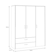Drehtürenschrank >CULGOA< 3 Türen, 2 Schübe, Artisan Eiche Dekor/Weiss 152,8x190,8x52,7cm BxHxT