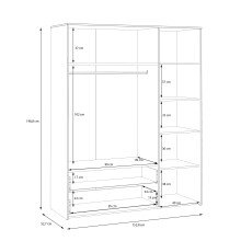 Drehtürenschrank >CULGOA< 3 Türen, 2 Schübe, Artisan Eiche Dekor/Weiss 152,8x190,8x52,7cm BxHxT
