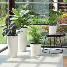 Pflanzkübel >MODERN< in weiß, Kunststoff - 30,5x30cm (HxD)