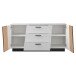 Sideboard >LINDA< 3 Schübe, Weiss / Lamellen Artisan Eiche Dekor - 160x80x43,6 (BxHxT)