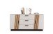 Sideboard >LINDA< 3 Schübe, Weiss / Lamellen Artisan Eiche Dekor - 160x80x43,6 (BxHxT)